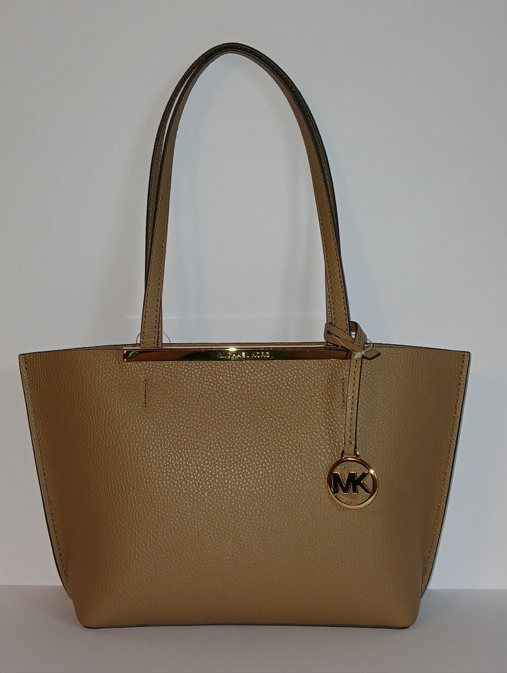 Michael Kors Evelyn Tote  Bag, Small, Tan, Pebbled Leather